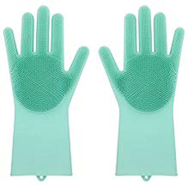 2 Guantes Silicona Esponja Lavaplatos Mascota Gato-Perro