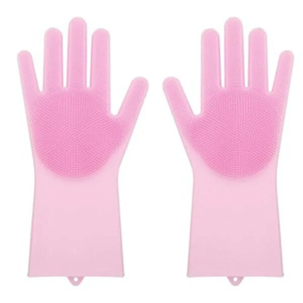 2 Guantes Silicona Esponja Lavaplatos Mascota Gato-Perro